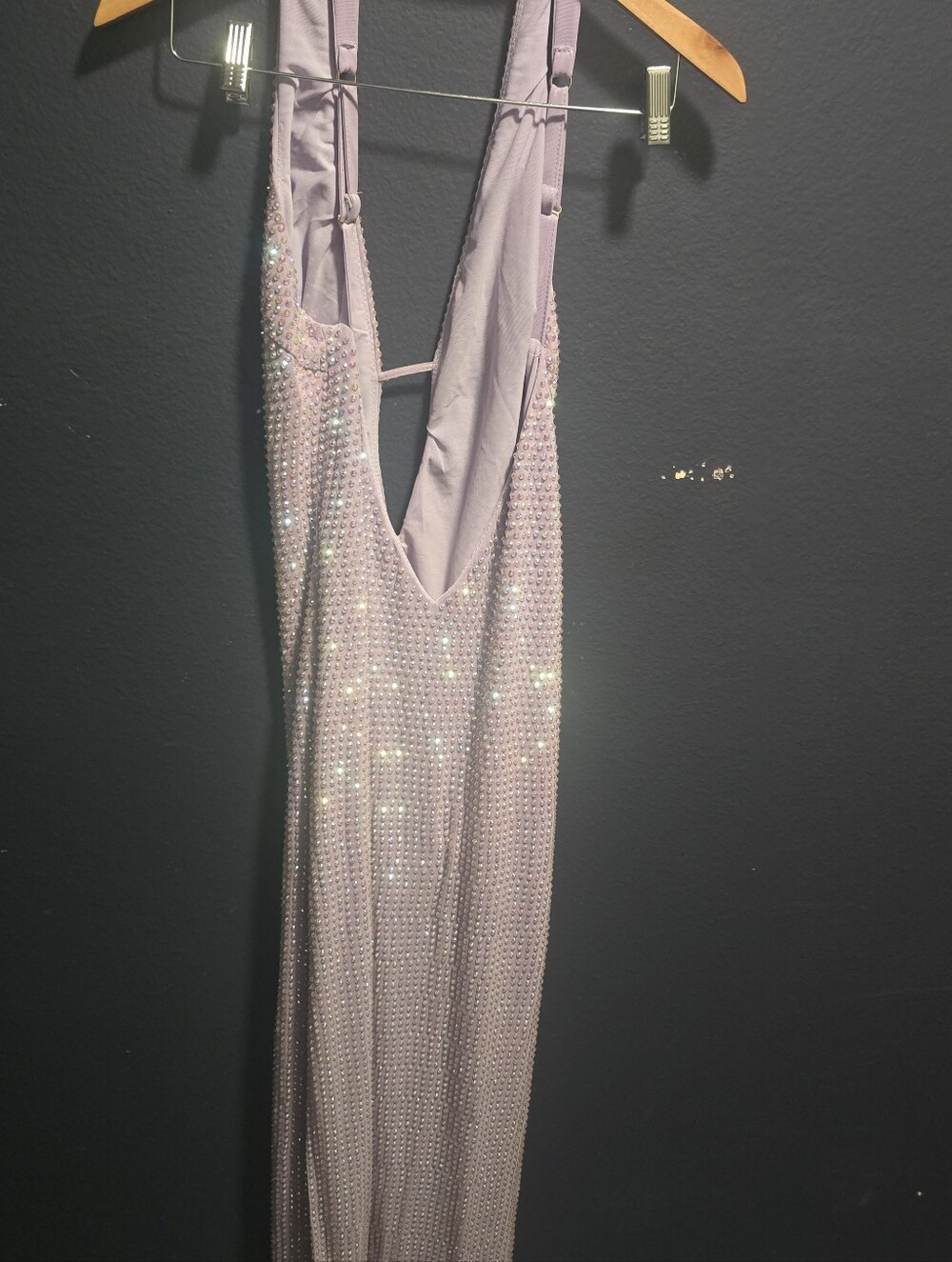 Sleeveless Lilac Sequin Evening Dress